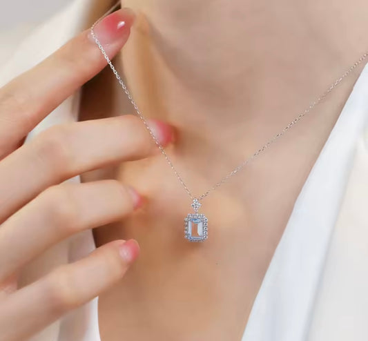 Elegant 925 Sterling Silver Sapphire Pendant Necklace – Luxury Gift for Her